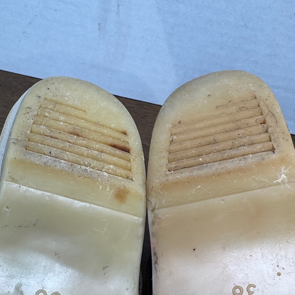 Vintage 70s Womens Bastad Toffeln Wooden Navy Blue Leather Buckle Clogs, sz 38 - Picture 12 of 14